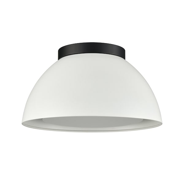 Pelham 10'' Wide 2Light Flush Mount, Matte Black With Matte White